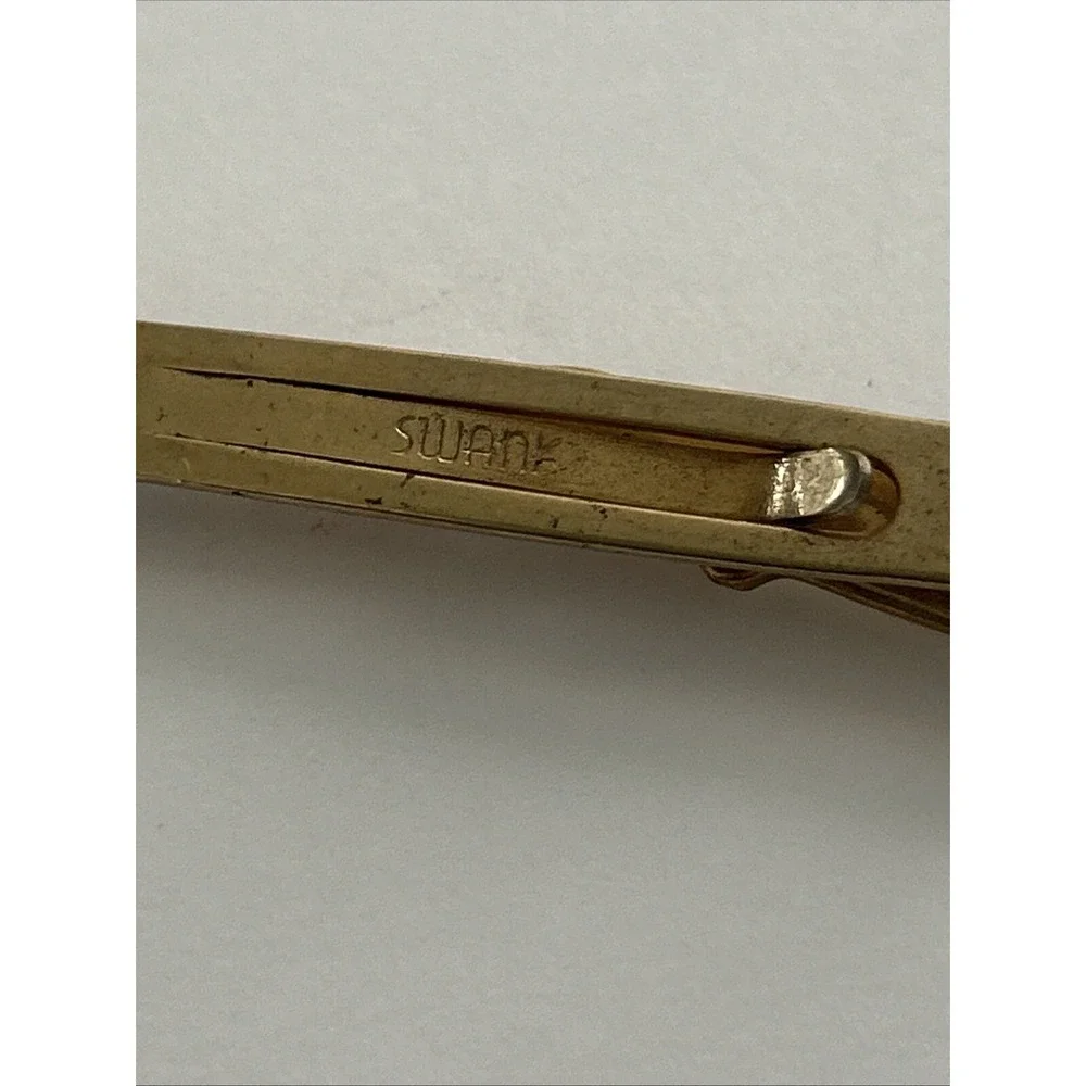 Vintage Swank ShotGun Tie Clip Pearl Gold Tone Western Cowboy Hunting 2.7 ''